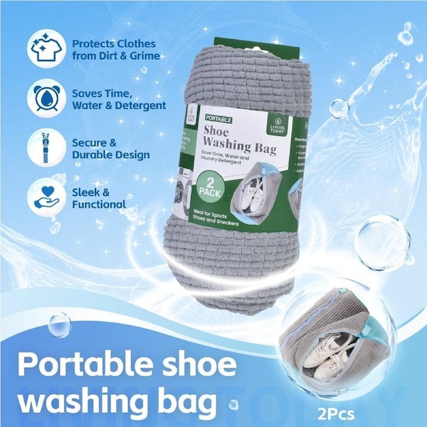 2 Pcs Portable Shoe Washing Bag