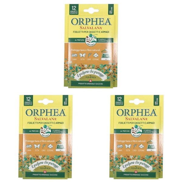 3x 12pc Orphea Natural Sandlewood & Bergamot Scented Strips Drawers/Closets