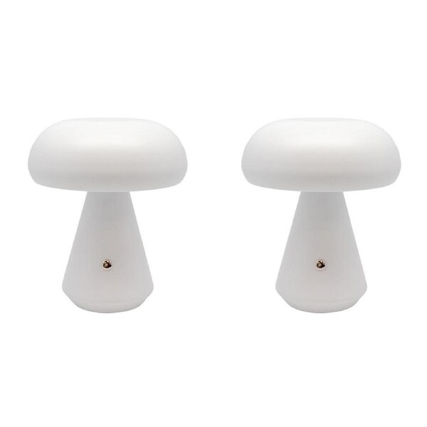 2PK Boyle Rechargeable LED Portable Table Lamp Mushroom-Shaped 16x16x18cm White