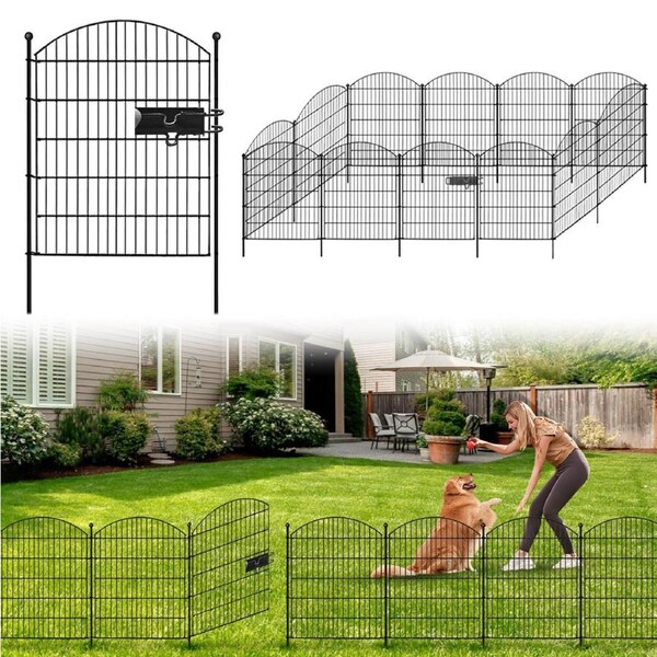 SpringUp 10 Panels Garden Fence With Gate Metal Yard Animal Barrier Wire Border With Gate