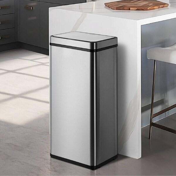 Oikiture 75L Motion Sensor Rubbish Bin Automatic Silver