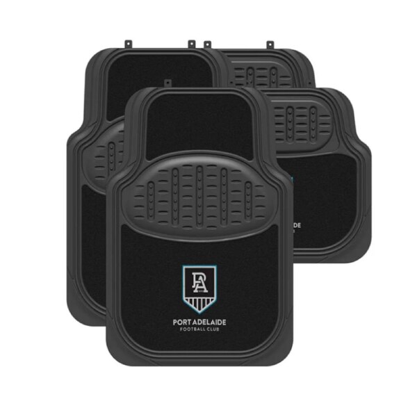 AFL Car Floor Mats - Port Adelaide Power - Set Of 4 - Universal Size Fit