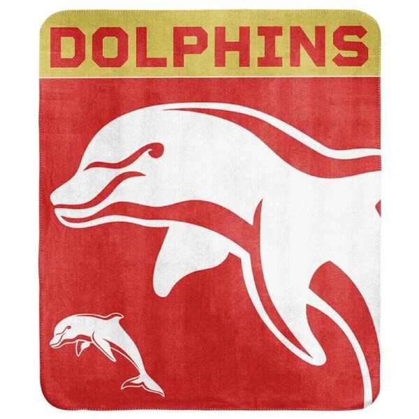 NRL Polar Fleece Blanket - Dolphins - 150x130cm - Rugby League
