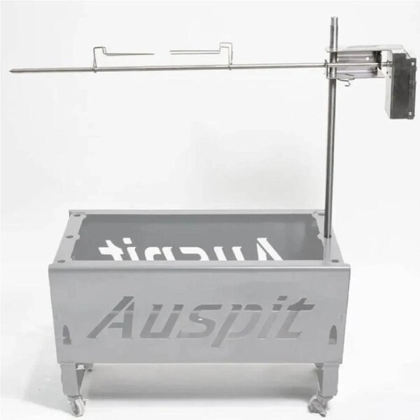 Auspit Compact Portable Camping Spit Rotisserie Package - Silver (BUNDLE)