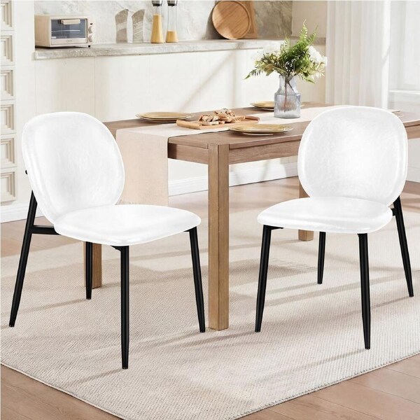 ALFORDSON 2x Dining Chairs Accent Kitchen Lounge Curved Back PU Leather White