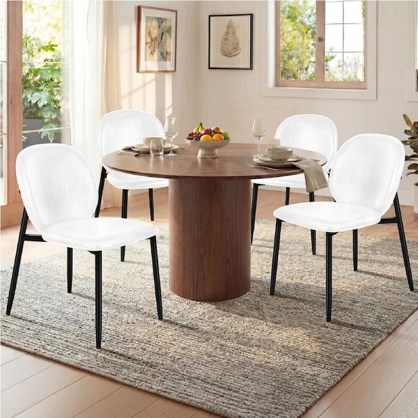 ALFORDSON 4x Dining Chairs Accent Kitchen Lounge Curved Back PU Leather White