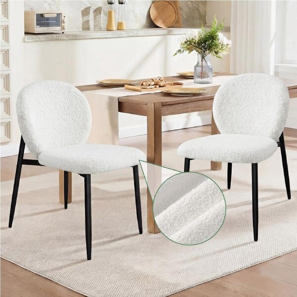 ALFORDSON 2x Dining Chairs Cafe Kitchen Lounge Curved Wooden Back Sherpa White