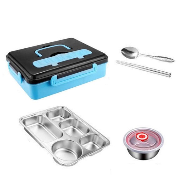 Nevenka Bento Lunch Box 5 Sections Rectangular Divided Plates Tray Reusable for Kids Adults