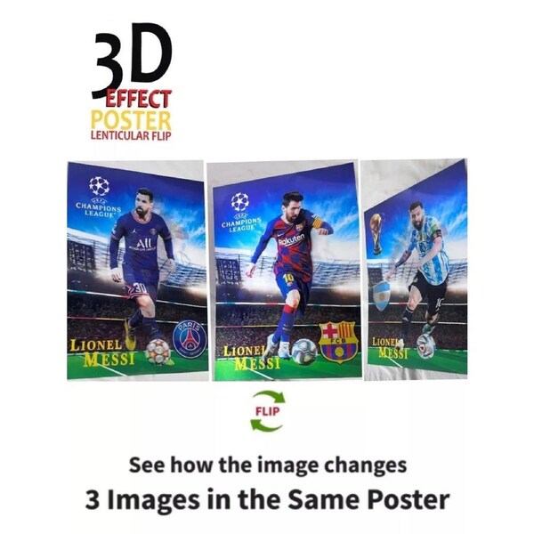 Lionel Messi-3D Poster ,3D Lenticular-3 Images Change