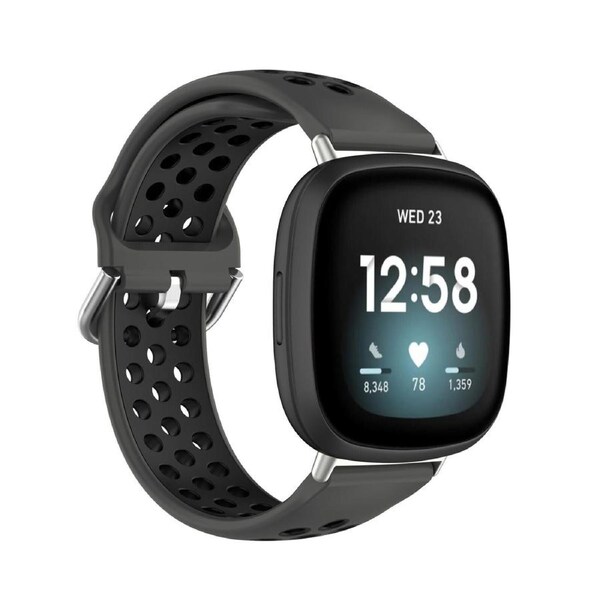Black Fitbit Versa 3, Versa 4 & Sense, Sense2 Watch Strap Replacement Silicone Sports Wrist Band