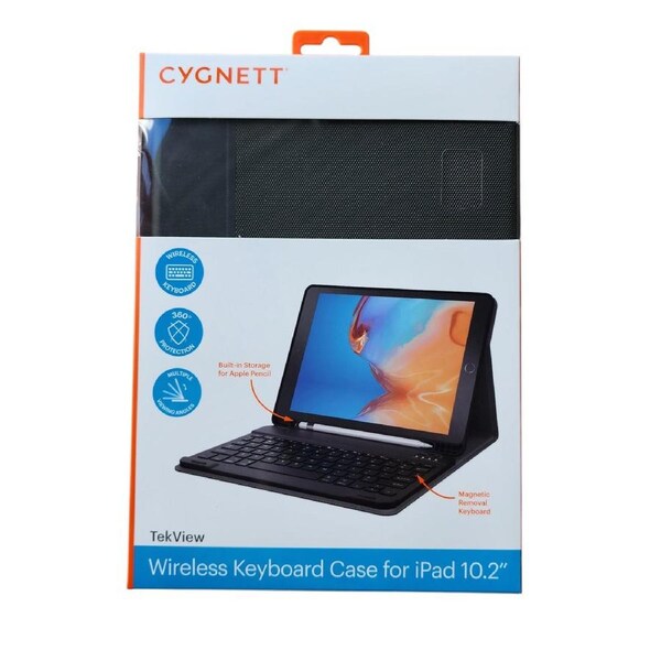 Cygnett TekView Wireless Keyboard Folio Case for iPad 10.2 2021 2020 2019 - Black