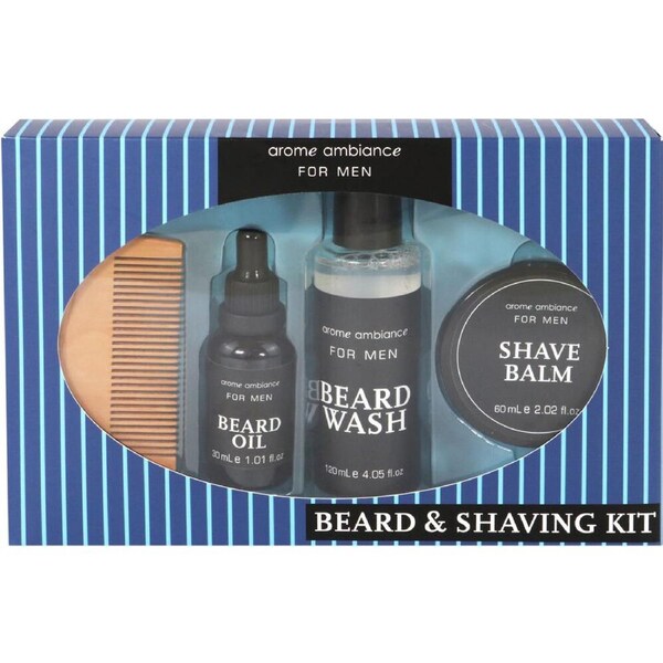 Arome Ambiance Mens Beard & Shaving Kit Beard Oil/Wash/Balm Facial Hair Care