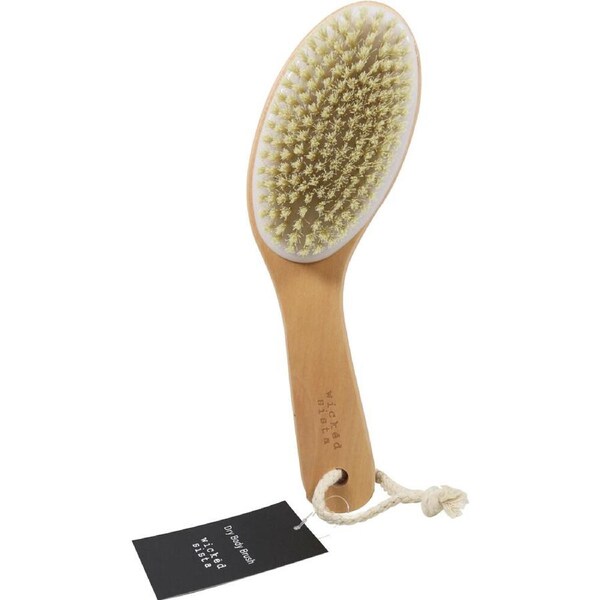 Wicked Sista Handheld Wooden Dry Exfoliating Body Brush Tool 7x25cm Brown