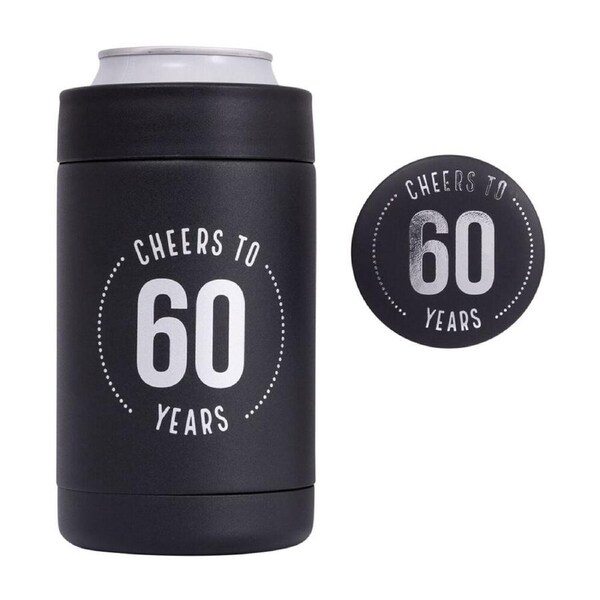 Splosh Celebration 60th Stainless Steel Insulated Drink Cooler 8x13.5cm Black