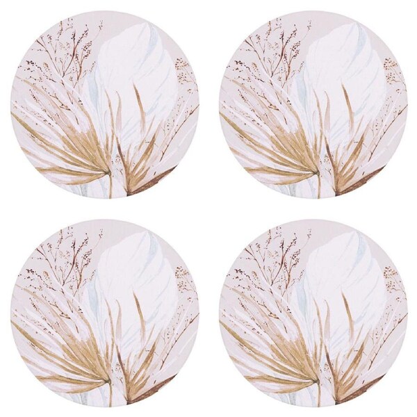 4PK Splosh Palm Cove Dried Palm Ceramic Beverage Coaster Decor 10.5cm Round