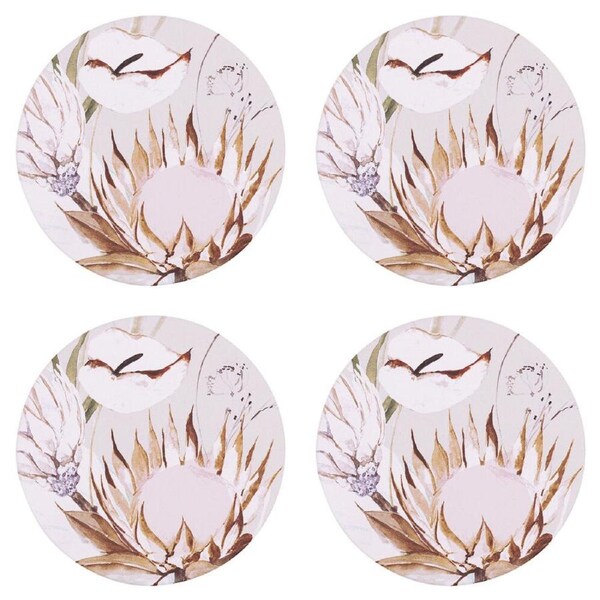 4PK Splosh Palm Cove Flora Ceramic Beverage Coaster Home Decor 10.5cm Round