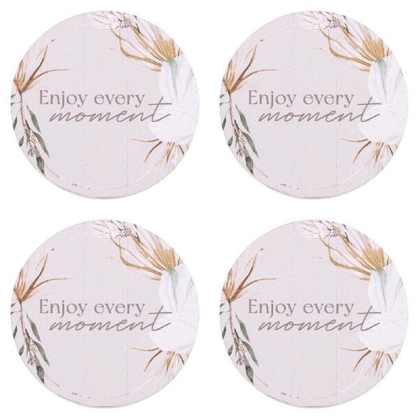 4PK Splosh Palm Cove Enjoy Ceramic Beverage Coaster Home Decor 10.5cm Round
