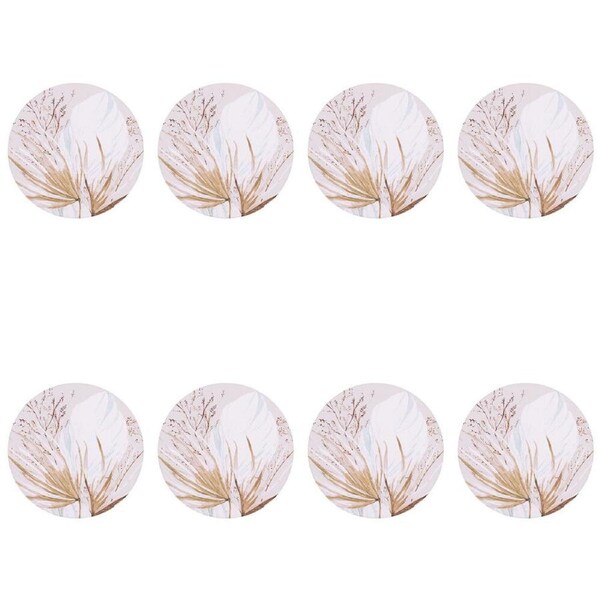 8PK Splosh Palm Cove Dried Palm Ceramic Beverage Coaster Decor 10.5cm Round
