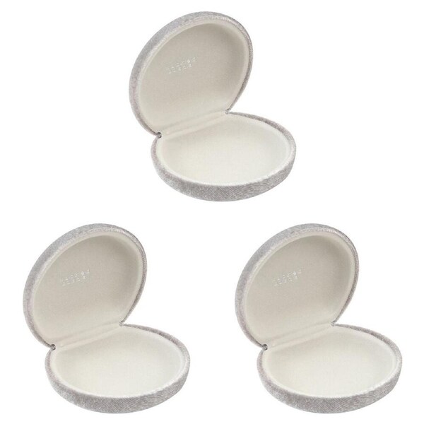 3PK Wicked Sista Velvet Polyester Small Jewellery Travel Case 8.7cm Pearl Grey