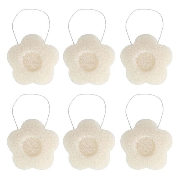 6PK Wicked Sista Konjac Flower Shaped Soft Daily Facial Sponge 8.5x13cm Natural