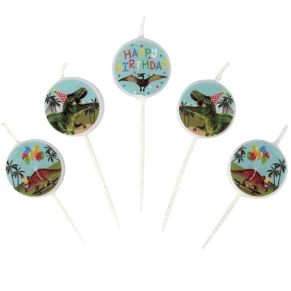 Dinosaur Birthday Party Cake Candles (Set of 5)