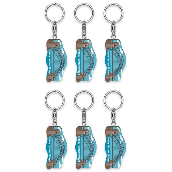 6pc LMD Harbour Bridge Wood Handmade Keyring Hanging Bag Keychain Accessory