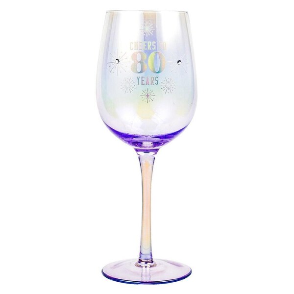 LMD 80th Holographic 430ml Stemmed Red Wine Glass Round Cup Party Drinkware