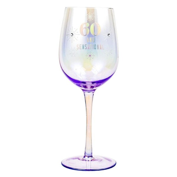 LMD 60th Holographic 430ml Stemmed Red Wine Glass Round Cup Party Drinkware