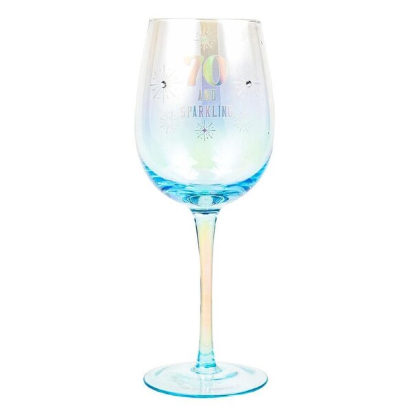 LMD 70th Holographic 430ml Stemmed Red Wine Glass Round Cup Party Drinkware