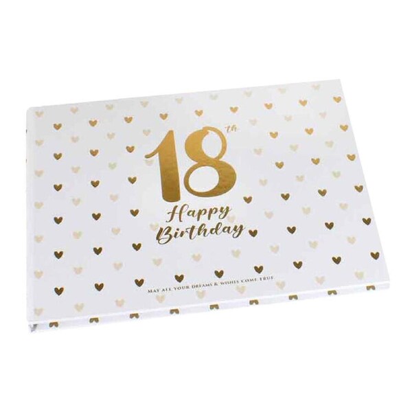 LMD 18th Sweet Heart Guest Book w/ Gold Text Cardboard Rectangle 23x18cm