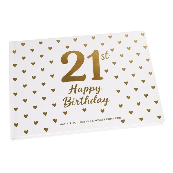 LMD 21st Sweet Heart Guest Book w/ Gold Text Cardboard Retcangle 23x18cm