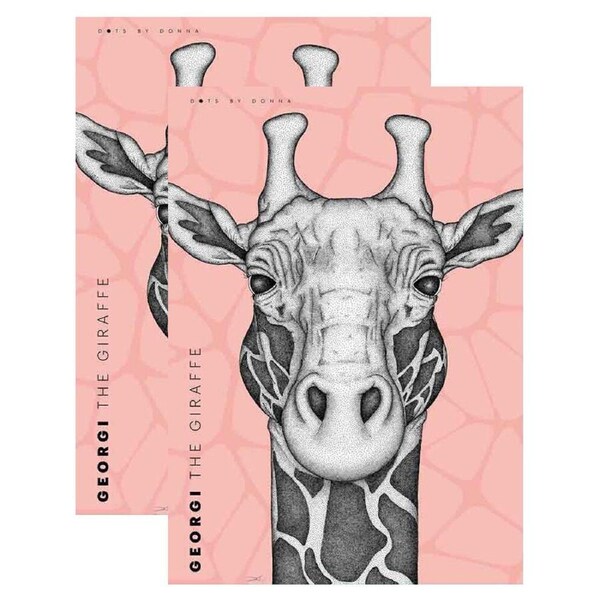 2PK LMD Dots By Donna Giraffe Animal Cotton Kitchen Tea Towel Rectangle 50x70cm