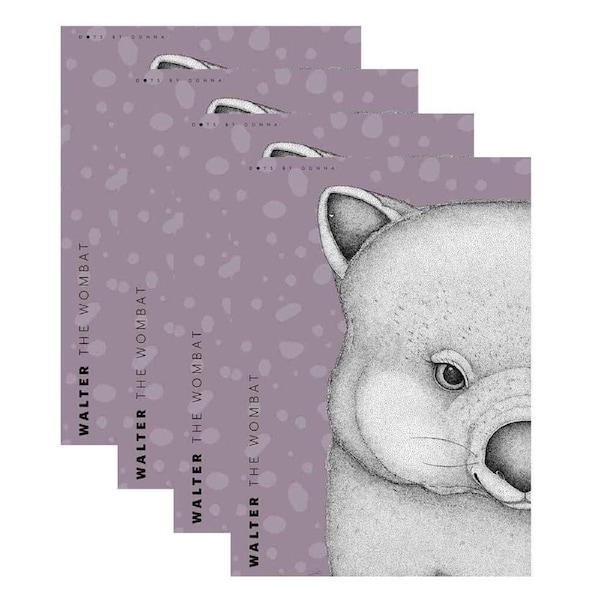 4PK LMD Dots By Donna Wombat Animal Cotton Kitchen Tea Towel Rectangle 50x70cm