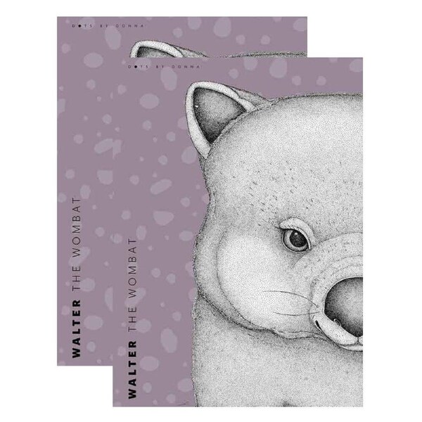 2PK LMD Dots By Donna Wombat Animal Cotton Kitchen Tea Towel Rectangle 50x70cm