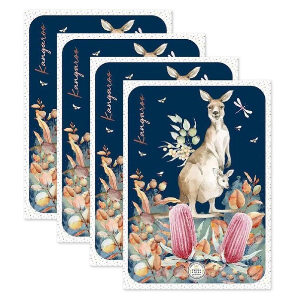 4PK LMD Kangaroo Kitchen Tea Towel Cotton Dish Drying Cloth 50x70cm Rectangle