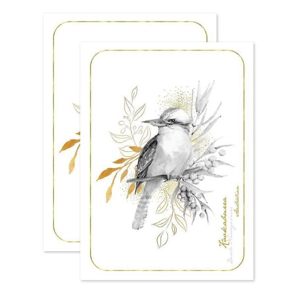 2PK LMD Australian Kookaburra Flora & Fauna Kitchen Tea Towel Cotton 50x70cm