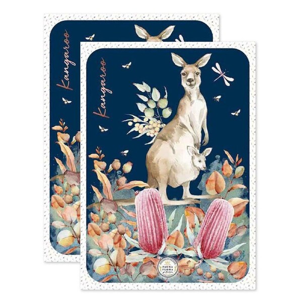 2PK LMD Kangaroo Kitchen Tea Towel Cotton Dish Drying Cloth 50x70cm Rectangle