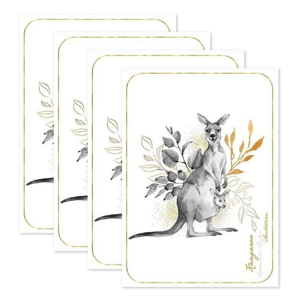 4PK LMD Australian Kangaroo Flora & Fauna Cotton Kitchen Tea Towel Rect 50x70cm