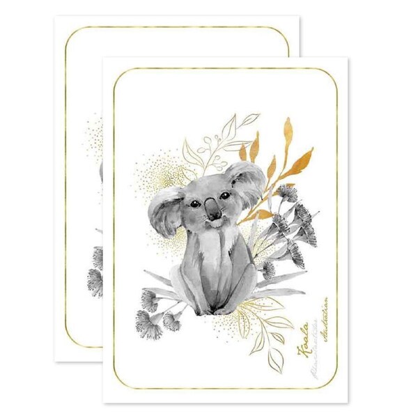 2PK LMD Australian Koala Flora & Fauna Kitchen Tea Towel Cotton Rect 50x70cm