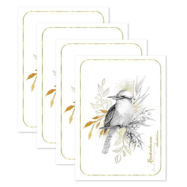 4PK LMD Australian Kookaburra Flora & Fauna Kitchen Tea Towel Cotton 50x70cm