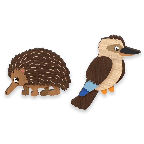 12pc LMD Echidna/Kookaburra Handmade Wood Kitchen Ref Magnet Fridge Decor