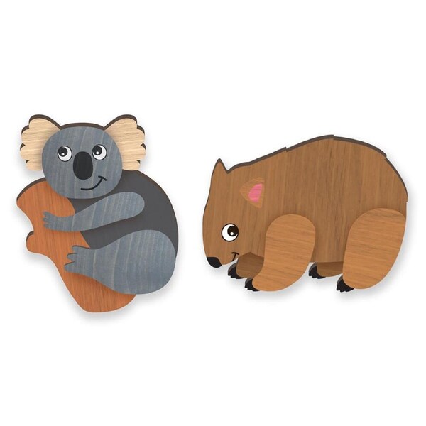 12pc LMD Koala/Wombat Handmade Wood Ref Magnet Fridge Kitchen Home Decor