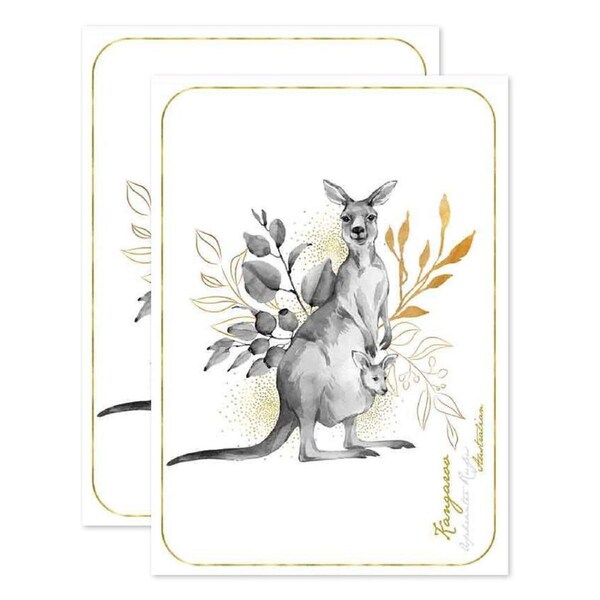 2PK LMD Australian Kangaroo Flora & Fauna Cotton Kitchen Tea Towel Rect 50x70cm