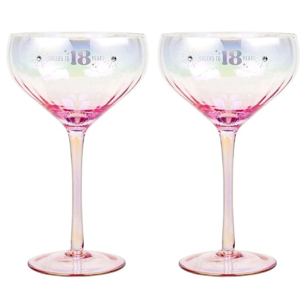 2PK LMD 18th Holographic Stemmed 300ml Champagne Coupe Glass Round Drinkware