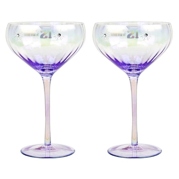 2PK LMD 21st Holographic Stemmed 300ml Champagne Coupe Glass Round Drinkware