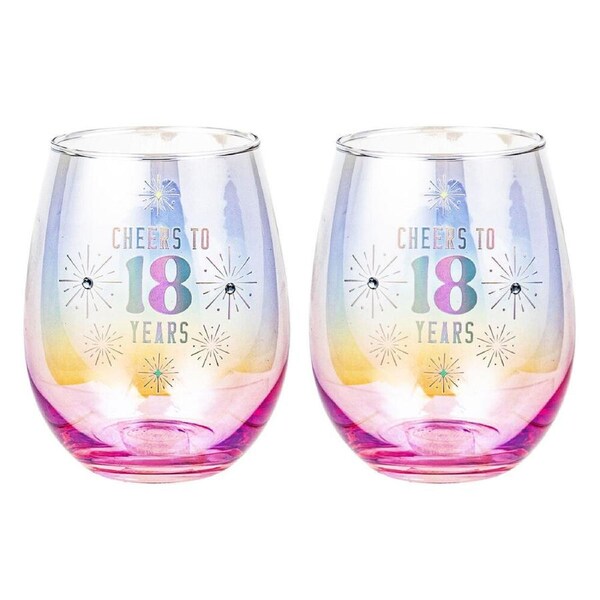 2PK LMD 18th Stemless Holographic Glass 560ml Cold Water/Juice Drinking Tumbler