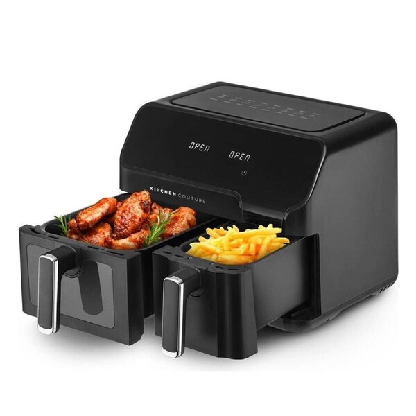 Kitchen Couture 10L 240W Flex View Window Dual Drawer Air Fryer 38x30cm Black