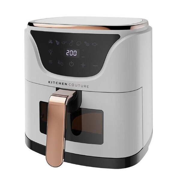 Kitchen Couture 6L Clear View Digital Air Fryer 36x 27.8cm White/Rose Gold