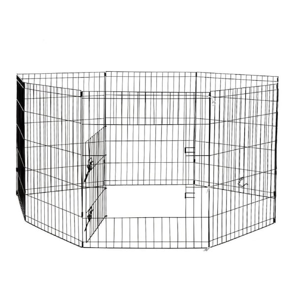 4Paws Metal Wire 8 Panels Foldable Pet Secure Playpen/Fence 91x61cm Black