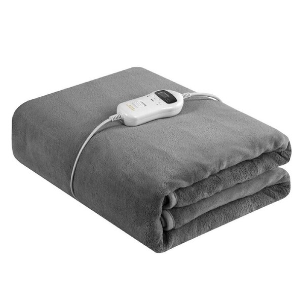 Royal Comfort Thermolux Heated Electric Fleece Throw Blanket 160x120cm Grey